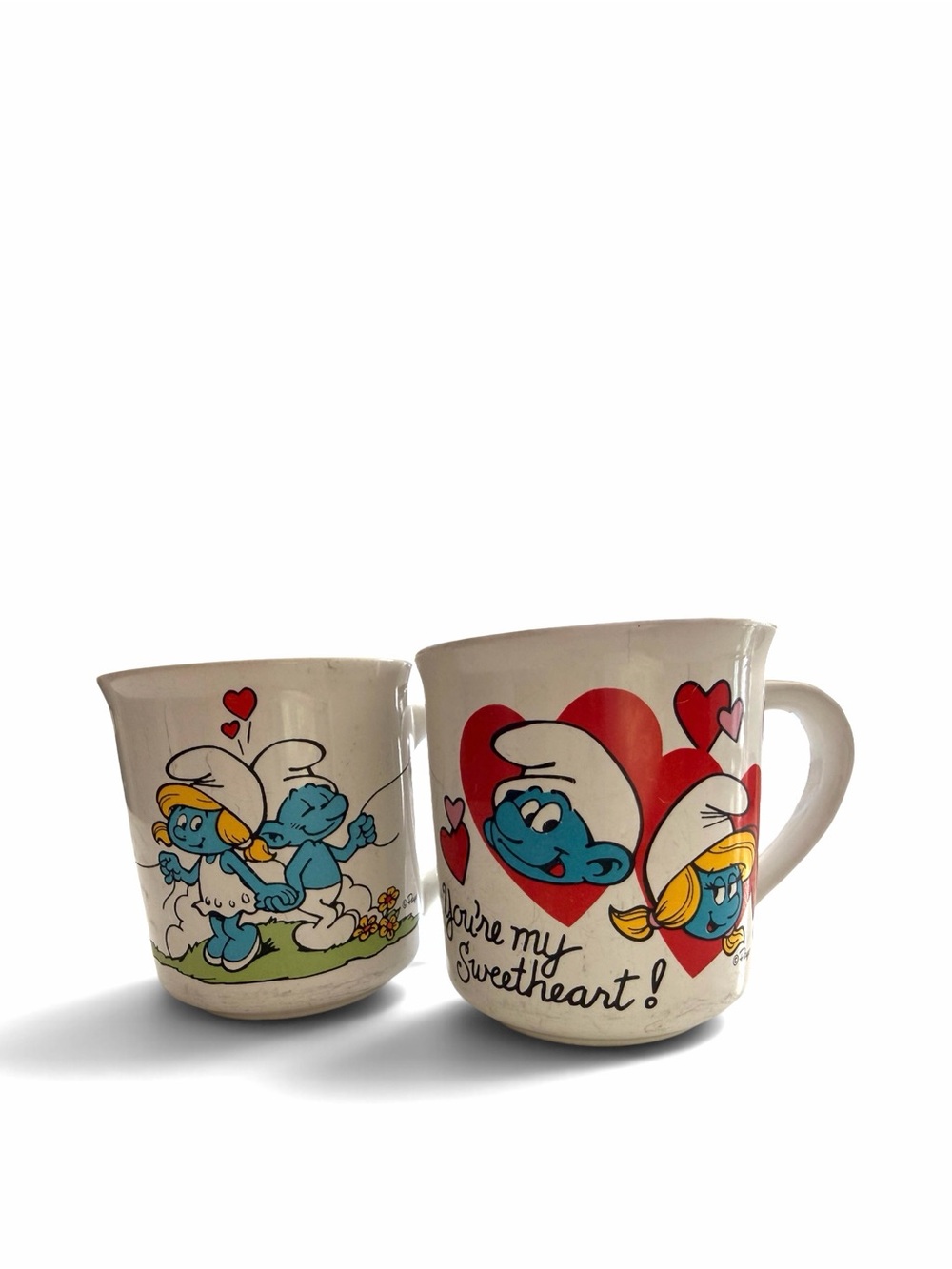 Vintage 1982 Smurf Mug Hearts - Set of 2 Wallace Berrie